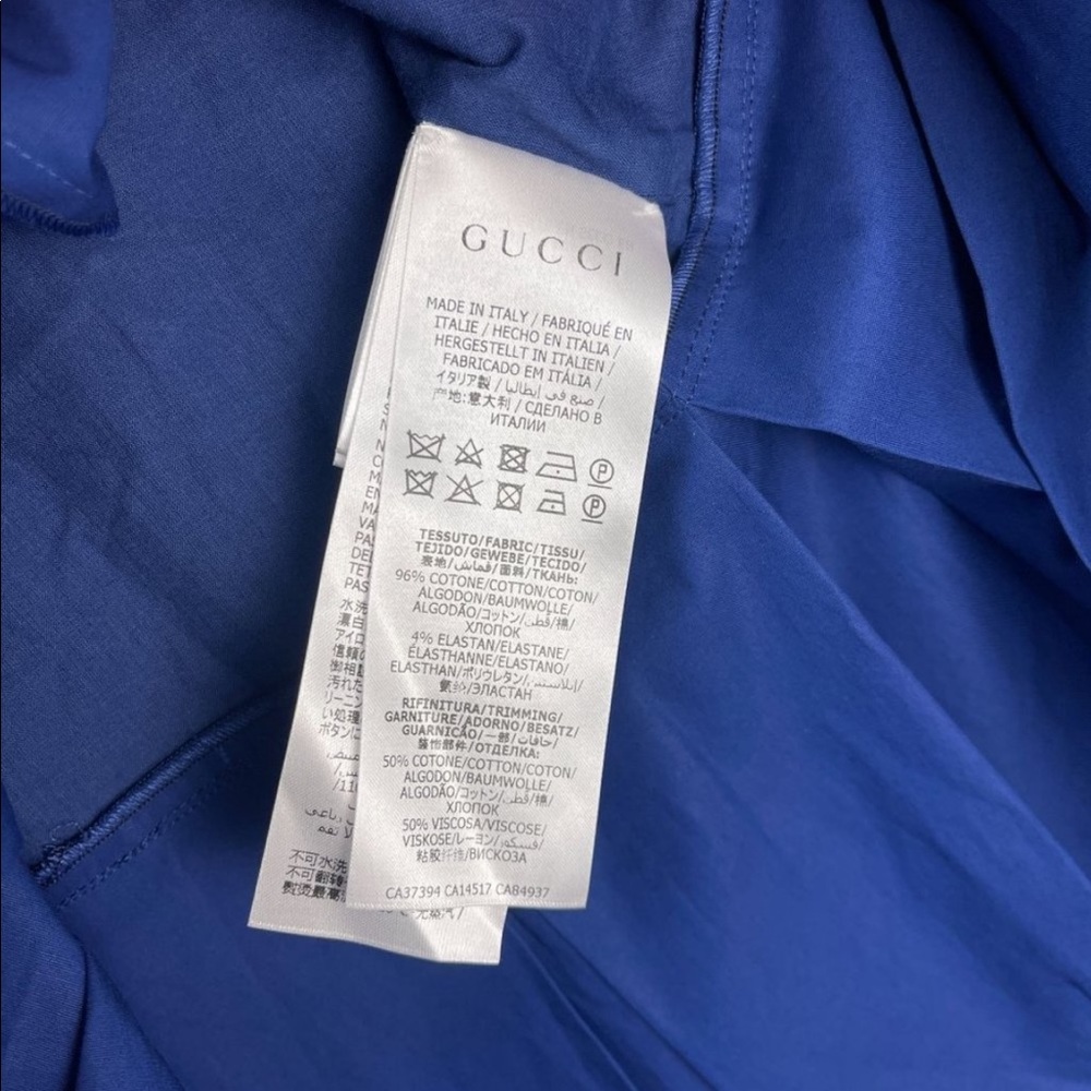 NWT GUCCI DRESS IN BLUE pleated stripe-trim - Picture 12 of 13